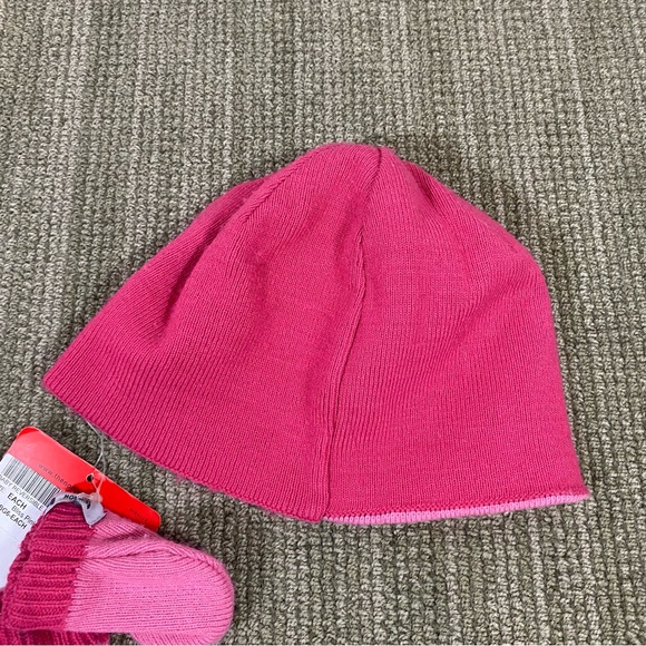 NEW North Face Infant Reversible Beanie & Mitten Set - Bliss Pink - Picture 6 of 7